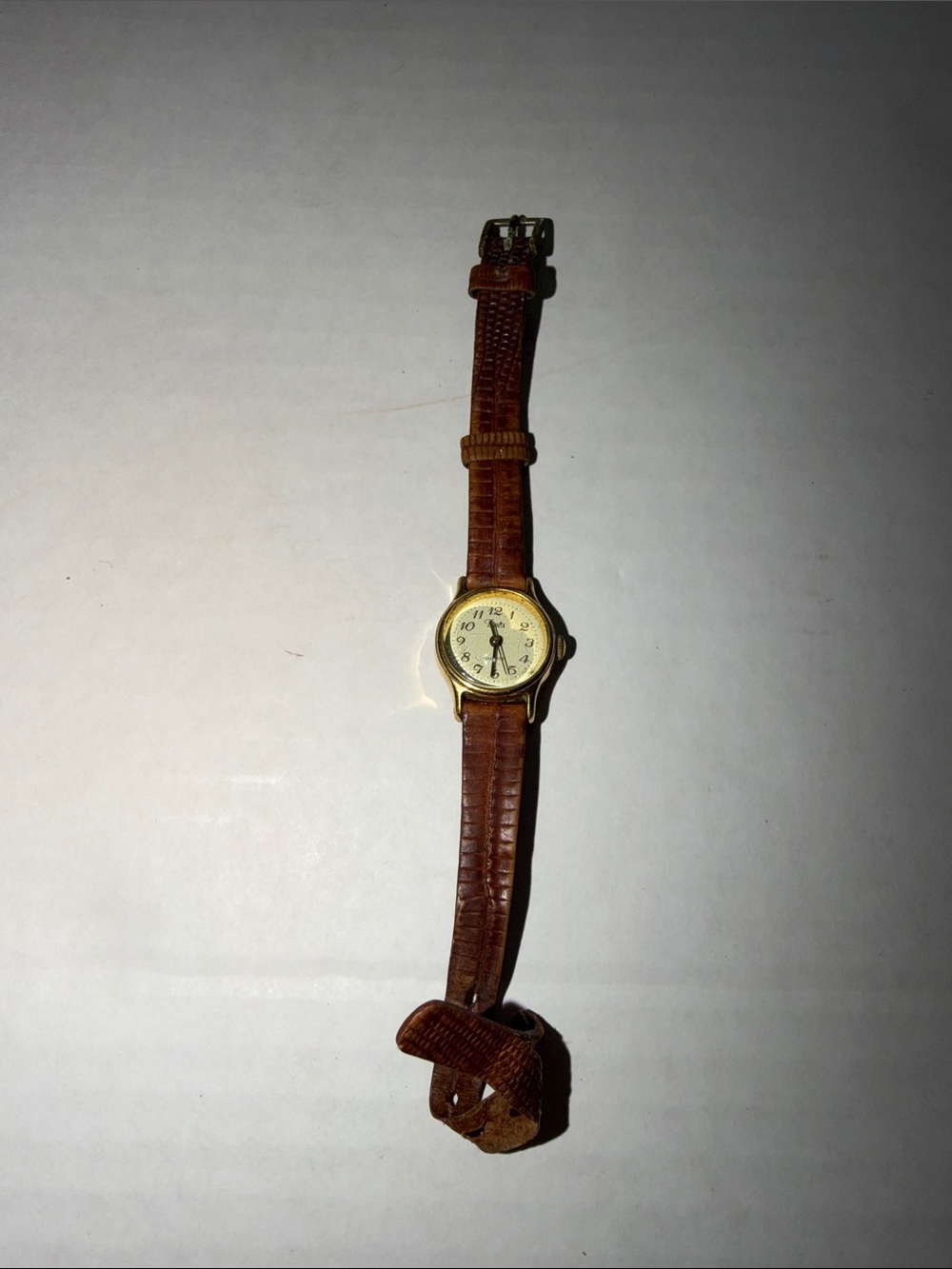 Timex Women's Brown Leather Strap Watch with Gold Case